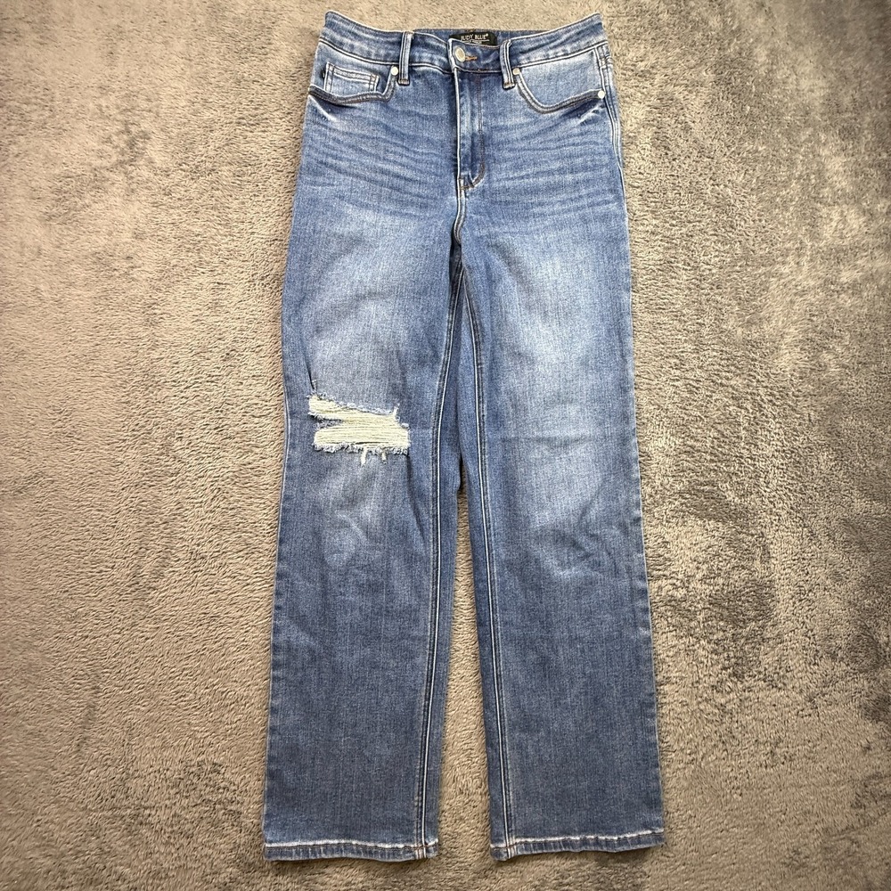 Judy Blue 90s Straight Fit Distressed Jeans Womens 28x32 Blue Stretch Denim